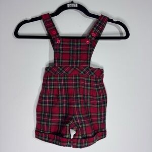 🎄 Rachel Riley Red Tartan Wool-Blend Overalls Romper Baby 6M